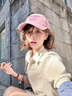 CACUSS帽子女士春季新款刺繡字母鴨舌帽遮陽(yáng)顯臉小軟頂棒球帽女 粉色 曬單實(shí)拍圖