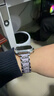 表帶哥新款滿(mǎn)天星適用蘋(píng)果手表表帶apple watch S10/11滿(mǎn)鉆iwatch夏天夏季透氣金屬男款配銀色保護殼46MM 曬單實(shí)拍圖