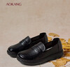 奧康（Aokang）女鞋秋季新款皮鞋女中年鞋子舒適平底樂(lè )福鞋軟底單鞋黑色38碼 曬單實(shí)拍圖