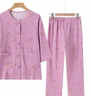 中老年女純棉開(kāi)衫睡衣七分袖長(cháng)褲媽媽夏裝全棉家居奶奶空調服汗衫 玫紫(套裝) XL (建議105斤以?xún)? 曬單實(shí)拍圖
