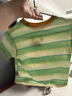 嘟嘟家男童T恤夏季女童短袖時(shí)尚兒童條紋上衣寶寶童裝夏 綠色系條紋 90 曬單實(shí)拍圖