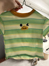 嘟嘟家男童T恤夏季女童短袖時(shí)尚兒童條紋上衣寶寶童裝夏 綠色系條紋 90 曬單實(shí)拍圖