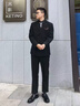 花花公子（PLAYBOY）2026雙排扣西服套裝男士商務(wù)正裝高級感西裝新郎結婚禮服修身外套 黑色單西服 L 【建議105-120斤】 曬單實(shí)拍圖