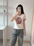 Teenie Weenie小熊女裝T恤26春新款復古時(shí)尚寬松包邊撞色圓領(lǐng)短袖T 象牙白 S 曬單實(shí)拍圖