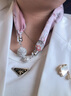 CHANEELR & KARITH絲巾春秋女士磁吸扣項鏈吊墜時(shí)尚領(lǐng)巾搭襯衫生日38女神節禮物實(shí)用 粉色 曬單實(shí)拍圖