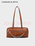 CHARLES&KEITH26春季新品休閑學(xué)院風(fēng)鏈條單肩腋下包生日禮物CK2-20671897 Distressed Tan復古鞣褐 M 曬單實(shí)拍圖
