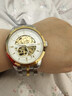 羅賓尼（LOBINNI）【品質(zhì)嚴選】品牌手表男士全自動(dòng)機械表鏤空超薄商務(wù)休閑時(shí)尚腕表 金殼白面鋼帶款 曬單實(shí)拍圖