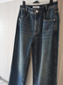 太平鳥(niǎo)女裝牛仔褲高腰闊腿寬松顯瘦窄版直筒長(cháng)褲冬 牛仔中藍 L 曬單實(shí)拍圖