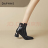 達芙妮肌理感休閑靴2025春秋款短靴女歐美英倫風(fēng)尖頭粗跟百搭靴子女 黑色絨里 36 曬單實(shí)拍圖