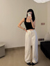 周淼ZHOUMIAO【Row老錢(qián)美學(xué)】白色低腰女士牛仔褲 純棉百搭直筒褲 純凈白 S 褲長(cháng)102腰圍72 曬單實(shí)拍圖