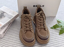 百麗復古擦色休閑鞋男厚底高幫板鞋A1332DD3 卡其色單里 40 曬單實(shí)拍圖
