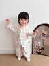 婧麒兒童睡衣竹棉紗布春秋2026新款寶寶家居服套裝男童女童空調服 熊貓納涼【抑菌透氣】 竹棉 80 cm 曬單實(shí)拍圖