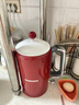 大宇（DAEWOO）復古電熱水壺 家用電燒水壺熱水壺 雙層隔熱保溫304不銹鋼1.5L大容量柔聲送禮EK01紅色機械款 曬單實(shí)拍圖