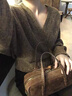 羅蒙（ROMON）2025秋冬新款小香風(fēng)V領(lǐng)系帶蝙蝠袖短外套小個(gè)子時(shí)髦顯瘦針織開(kāi)衫 駝色 均碼 曬單實(shí)拍圖
