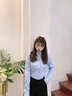 晨芙職業(yè)裝加絨襯衫女士長(cháng)袖時(shí)尚商務(wù)面試正裝襯衣工裝白領(lǐng)氣質(zhì)工作服 1632藍色加絨 L 建議100-110斤 曬單實(shí)拍圖