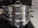 DOOJAN度堅1810不銹鋼30蒸炒鍋大蒸鍋多層鋼加厚一體成型不挑爐灶 3層 30cm 18/10不銹鋼五層一體成型7L底鍋+1810蒸屜*2+玻璃蓋 曬單實(shí)拍圖