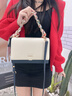 GUSKI法國奢侈品牌鏈條包撞色單肩手提絲巾牛皮斜挎生日38婦女節禮物 Off-white米白色 送女友送老婆送媽媽 曬單實(shí)拍圖