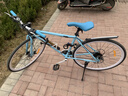 永久彩色公路自行車(chē)變速輕便賽車(chē)男女學(xué)生日常上班通勤破風(fēng)單車(chē) 直把-窄刀圈-輻條輪-藍白色 L碼(適合身高165-195CM) 24速 曬單實(shí)拍圖