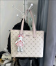 Kappa卡帕 正品托特包女小眾大容量通勤單肩包百搭電腦包生日禮物 桃氣奶芙粉禮袋套裝 曬單實(shí)拍圖