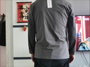 2025男式純色長(cháng)袖T恤青年打底衫男裝秋款工作服空白廣告衫 灰色V領(lǐng) XL 曬單實(shí)拍圖