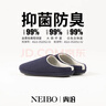 內泊（NEIBO）【超舒服】乳膠棉拖鞋男冬季女室內家居大碼防滑防臭保暖羊毛藍44 曬單實(shí)拍圖