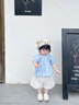 班喜迪女童夏裝套裝2026新款洋氣寶寶公主短袖兩件套夏季小童裝兒童衣服 藍色 80 曬單實(shí)拍圖
