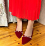 ZHR高跟鞋女粗跟淺口女鞋氣質(zhì)絨面單鞋秀禾新娘婚鞋子女BL561N紅色40 曬單實(shí)拍圖