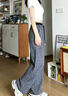 望辰藍色格子褲女春夏季2026正流行新款垂感闊腿褲寬松慵懶風(fēng)彎刀褲子 藏藍色 XL 135-150斤 曬單實(shí)拍圖