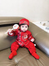 朵朵橙嬰兒衣服新生兒馬年連體衣春季滿(mǎn)月男寶寶百天周歲禮服爬服百日宴 酒紅連體衣+帽子+醒獅襪 80cm 曬單實(shí)拍圖