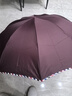 天堂傘三折加固加厚雨傘便攜強效拒水晴雨傘定制商務(wù)傘男女 暗紫紅-常規款（10骨雙人大傘） 曬單實(shí)拍圖