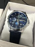 POEDAGAR瑞士正品男士手表多功能防水時(shí)尚潮流夜光休閑手表男士名牌石英表 916銀殼藍面皮帶款 42mm 曬單實(shí)拍圖