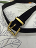 斐卡薇法式復古女士腰帶2026新款高級感絨面裝飾配裙子牛仔褲針扣皮帶女 黑色-金扣 【105cm】 曬單實(shí)拍圖