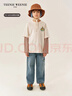 Teenie Weenie Kids小熊童裝25年男女童休閑工裝風(fēng)直筒牛仔褲 藍色花灰 130 cm 曬單實(shí)拍圖