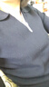 梵希蔓假兩件翻領(lǐng)針織衫女春季新款v領(lǐng)拼條紋長(cháng)袖上衣 藏青色 L 曬單實(shí)拍圖