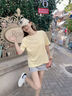 名創(chuàng  )優(yōu)品（MINISO）短袖t恤女2026新款初夏穿搭小個(gè)子打底衫寬松純棉黃色正肩上衣服 曬單實(shí)拍圖