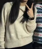 森馬（Semir）史努比系列毛衣女冬彩點(diǎn)含羊毛插肩袖繡花圓領(lǐng)套頭衫溫柔毛衫 白色調00311 S 曬單實(shí)拍圖