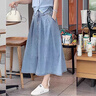 復古藍牛仔半身裙女春秋季2026新款高腰時(shí)尚遮胯顯瘦百褶a字傘裙 淺藍色 S (26) 曬單實(shí)拍圖