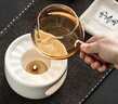 輕奢蠟燭煮茶爐套裝溫茶爐底座明火烤橘子爐熱茶暖茶加熱爐溫茶器 JS圓融溫茶爐-羊脂玉+燭托-送10顆蠟燭 無(wú)規格 曬單實(shí)拍圖