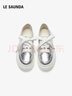 萊爾斯丹（le saunda）李施嬅同款春新款厚底休閑松糕板鞋小白鞋女7M50101 星光銀SVK37 曬單實(shí)拍圖
