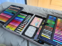 得力（deli）123件火車(chē)繪畫(huà)套裝彩色鉛筆水彩筆水粉大禮包兒童生日女孩畫(huà)畫(huà)禮盒小禮物生日手提箱元旦禮物 曬單實(shí)拍圖