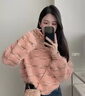 KPEX粉色水貂毛軟糯套頭毛衣女秋冬設計感寬松慵懶加厚甜美毛絨針織衫 粉色 L 曬單實(shí)拍圖