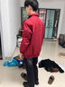 曙影（SHUYING）美式工裝外套男生潮流春秋季帥氣時(shí)髦三件套男士酷帥搭配休閑套裝 酒紅+黑T+牛仔褲黑【三件套】 XL 曬單實(shí)拍圖
