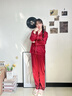 媞妮歐（DINIO）情侶睡衣男女春秋款長(cháng)袖冰絲紅色新婚結婚大碼家居服套裝本命年 曬單實(shí)拍圖