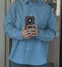 優(yōu)衣庫女裝全棉襯衫/長(cháng)袖襯衣休閑通勤外套26春夏新款482828 63 天藍色 M 曬單實(shí)拍圖