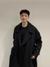 WASSUP ISSUE中長(cháng)款風(fēng)衣外套男生春秋季英倫風(fēng)痞帥呢子大衣韓版高檔過(guò)膝外套男 黑色 3XL 【建議體重170-200斤】 曬單實(shí)拍圖