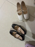 百麗（Belle）氣質(zhì)扣帶時(shí)裝瑪麗珍鞋優(yōu)雅舒適牛皮女士單鞋D4A1DAQ5 米白 36 (230mm) 曬單實(shí)拍圖