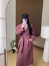 鷺青一原創(chuàng  )【宴群山】復古經(jīng)典翻領(lǐng)風(fēng)衣外套女秋雙排扣廓形中長(cháng)款 粉紫色長(cháng)款 S 曬單實(shí)拍圖