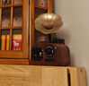 赟婭美式復古留聲機擺件懷舊老物件創(chuàng  )意音樂(lè )盒客廳書(shū)柜桌面氛圍裝飾品 復古留聲機八音盒-中號棕色 曬單實(shí)拍圖