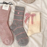 粉色系列暖秋襪子女中筒襪森系氛圍感少女jk蝴蝶結百搭校園堆堆襪 【5款混發(fā)】 3雙 曬單實(shí)拍圖
