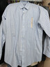MUJI男式 免熨燙 休閑合身長(cháng)袖襯衫 男士襯衣外套 純棉全棉 淺藍色條紋 L(175/100A) 曬單實(shí)拍圖